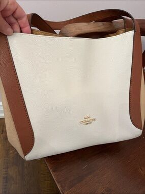 Coach Cream and Brown Hadley Hobo Colourblock Tote - like new